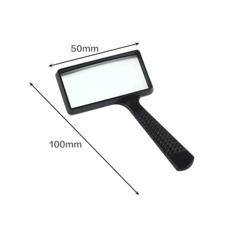 זכוכית מגדלת קריאה , הגדלה x10x, קוטר 50 מ"מ x 100 מ"מ - לופה מלבנית . עדשת זכוכית