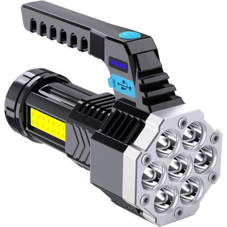 פנס קמפינג LED עם מחוון טעינת הסוללה. 4 מצבים. עמיד בפני מזג אוויר. 7 נוריות LED, COB, פנס נטען USB