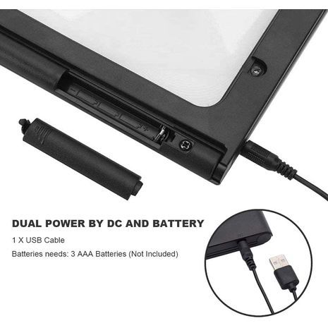 Складное увеличительное стекло для чтения размером 22x15 см со светодиодной подсветкой и питанием от USB