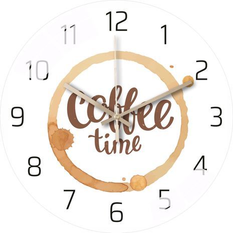 שעון קיר אגול מעוצב מודרני ואופנתי 30 סמ דגם "זמן של קפה"