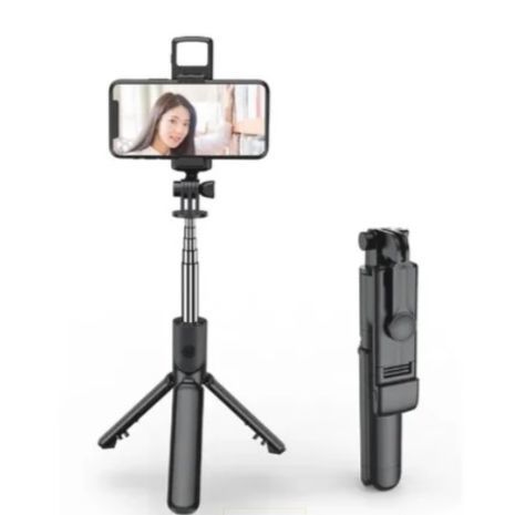 מקל סלפי, מונופוד - חצובת סלפי בלוטות' + שלט + תאורה אחורית. חצובה  Stick S03-S