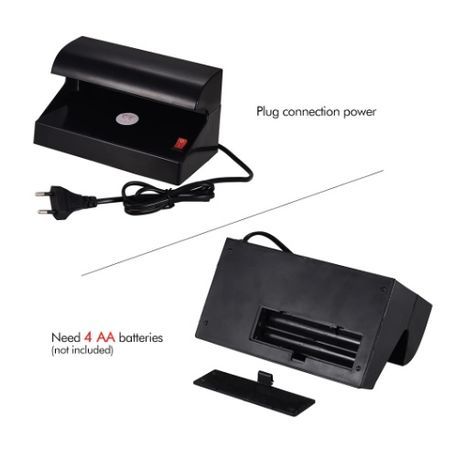 גלאי כסף מזויף UV, גלאי שטרות מזויפים UV , נייד, עובד על סוללות AA או 220V, קל משקל, בודק שטרות, כרטיסי אשראי, דרכונים, כל מזהי המטבע, הפעלה/כיבוי אוטומטית