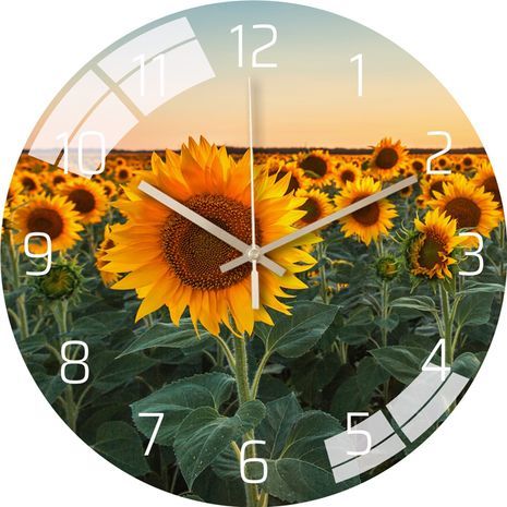 שעון קיר אגול מעוצב מודרני ואופנתי 30 סמ דגם "חמניות"