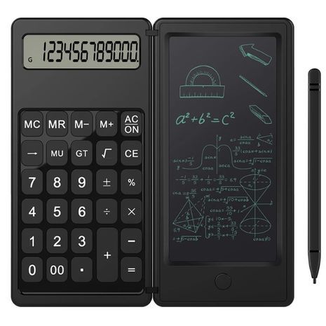 מחשבון מתקפל + טאבלט כתיבה LCD בגודל 6 אינץ' עם סטיילוס ומחק. C5