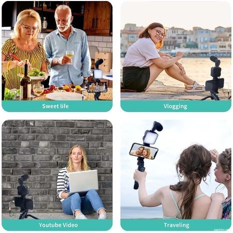 חצובה לסמארטפון עם אור ומיקרופון ערכת Starter לבלוגי וידאו ב-TikTok, YouTube, Facebook, Instagram