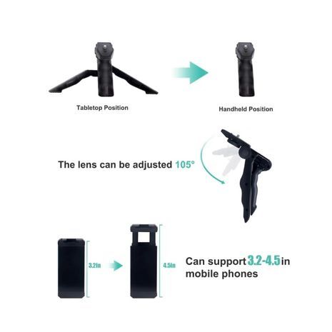 חצובה לסמארטפון עם אור ומיקרופון ערכת Starter לבלוגי וידאו ב-TikTok, YouTube, Facebook, Instagram