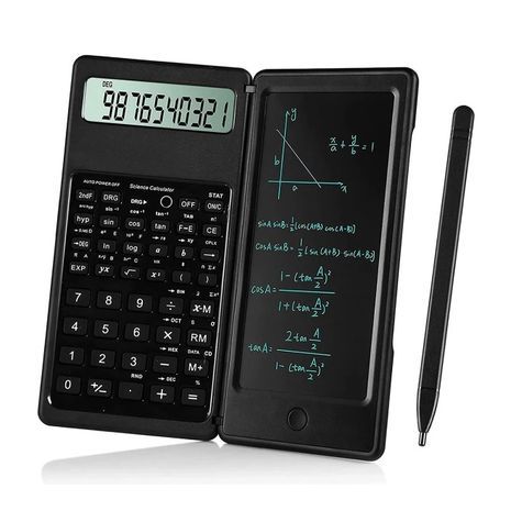 מחשבון מדעי עם לוח כתיבה. מחשבון מתקפל וטאבלט כתיבה LCD בגודל 6 אינץ'. עם חרט ומחק. S9 E-writer