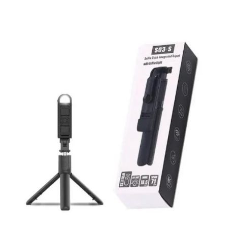 מקל סלפי, מונופוד - חצובת סלפי בלוטות' + שלט + תאורה אחורית. חצובה  Stick S03-S