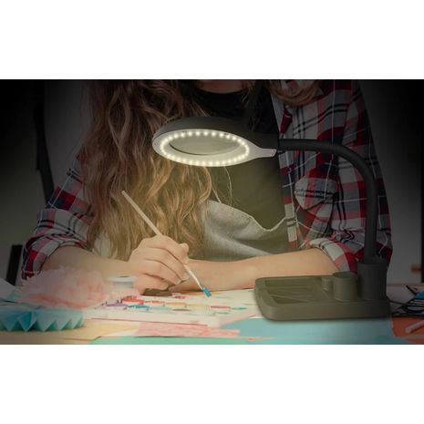 כוכית מגדלת מנורת שולחן 5X 10X עם 40 לדים