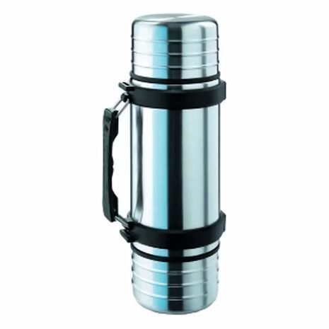 Thermos bottle 1.1 liter with 2 cups. Metal.