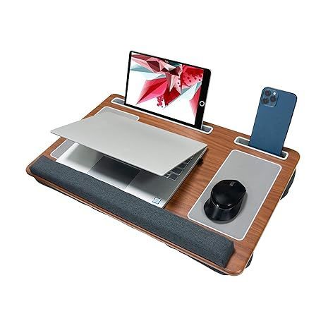 מעמד (בטנה) לברכיים, מיטה, מכונית וכו'. לעבודה נוחה עם מחשב נייד או טאבלט. שולחן נייד למחשב נייד. מעמד למחשב נייד. עם משטח עכבר, משענת ומשענת לשורש כף היד.