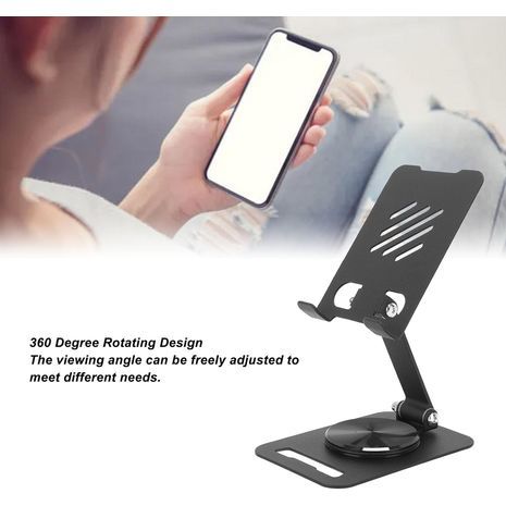 מעמד שולחני לסמרטפון מעמד לטלפון שולחני מתכתי מתקפל. מעמד לפלאפון. מחזיק טלפון מתכת שולחני 360 מעלות.