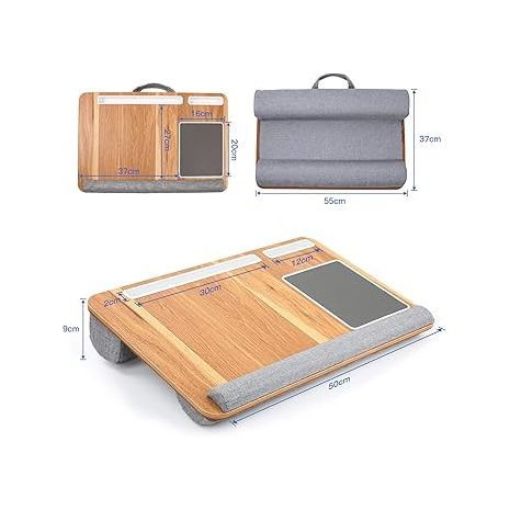 מעמד (בטנה) לברכיים, מיטה, מכונית וכו'. לעבודה נוחה עם מחשב נייד או טאבלט. שולחן נייד למחשב נייד. מעמד למחשב נייד. עם משטח עכבר, משענת ומשענת לשורש כף היד.