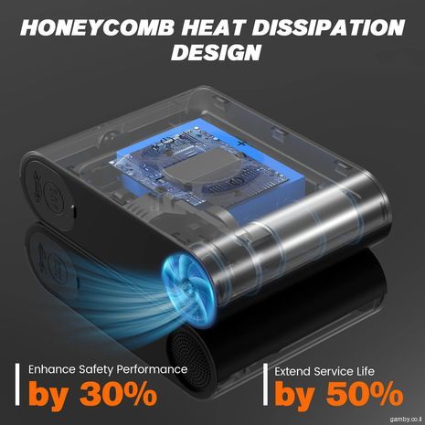 בוסטר גימפר - סוללה נטענת להתנעת מנוע רכב  + מדחס לניפוח גלגלים, כדורים וכו' P200