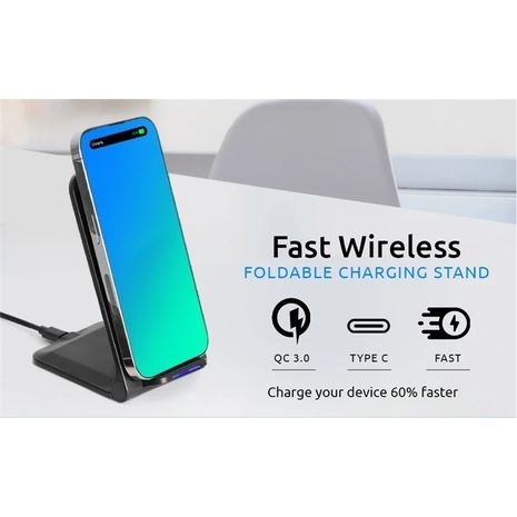 מעמד לסמארטפון שולחני עם מטען אלחוטי 15W