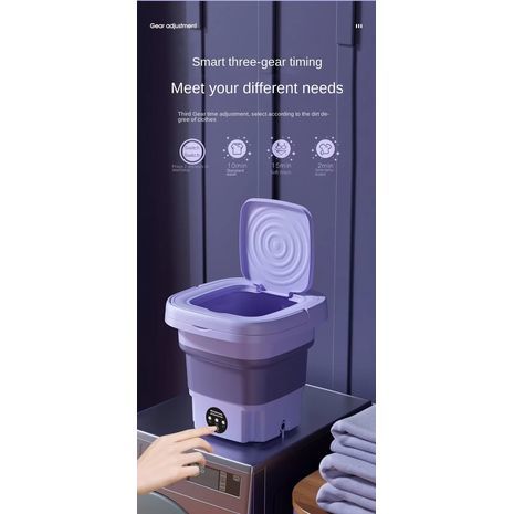 מכונת כביסה קטנה מתקפלת 8 ליטר. מכונת כביסה ניידת. מצבים אוטומטיים. עבור כביסה עדינה בבית ובתנאי קמפינג.