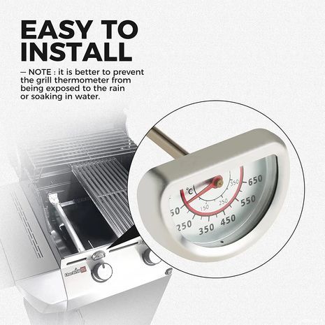 מדחום גריל למנגל חיצוני חצי עגול נירוסטה