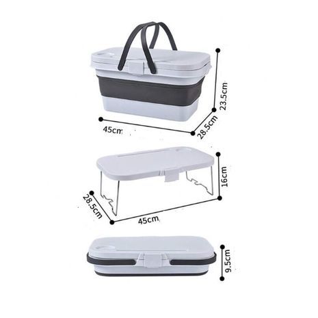 סלסלת פיקניק עם שולחן הגשה קשיח נשלף