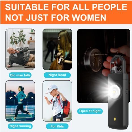 פנס LED להגנה עצמית USB מחזיק מפתחות נטענת אזעקה חיצונית