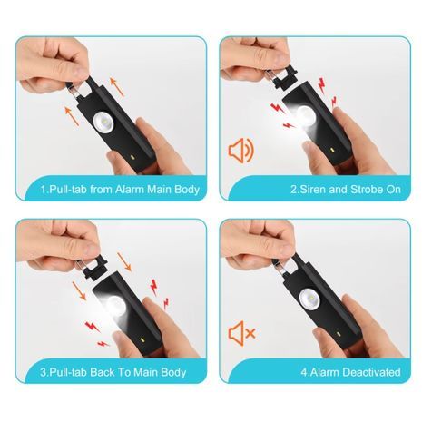 פנס LED להגנה עצמית USB מחזיק מפתחות נטענת אזעקה חיצונית