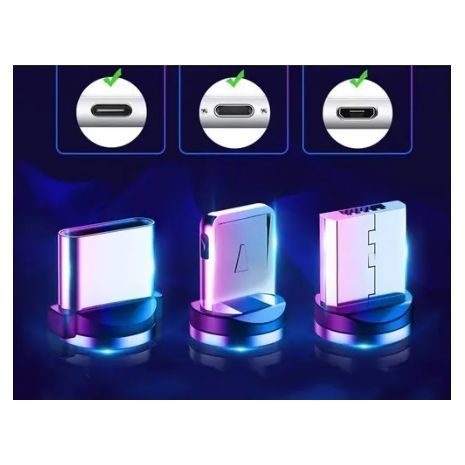 USB מגנטי סיבוב 360 מעלות 3 ב-1 כבל נתונים טעינה מהירה תואם לכל iPhone ו-USB מסוג C ומיקרו USB