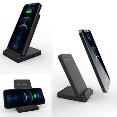 עמדת טעינה אלחוטית מהירה 10W. מעמד לסמארטפון שולחני עם מטען אלחוטי