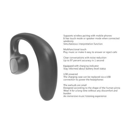 3 в 1 голосовой переводчик  для двустороннего перевода  144 языков  + качественные блютуз-наушники костно-воздушной проводимости . Автономность работы до 10 часов.