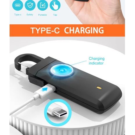 פנס LED להגנה עצמית USB מחזיק מפתחות נטענת אזעקה חיצונית