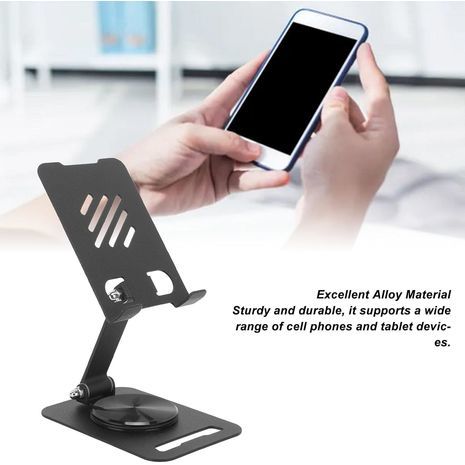 מעמד שולחני לסמרטפון מעמד לטלפון שולחני מתכתי מתקפל. מעמד לפלאפון. מחזיק טלפון מתכת שולחני 360 מעלות.