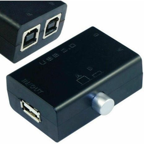 חיבור USB 1.1/2.0 עם 2 יציאות. מתג שיתוף USB 1.1/2.0, קופסת פיצול עם 2 יציאות עבור מחשב, מחשב נייד, סורק, מדפסת.