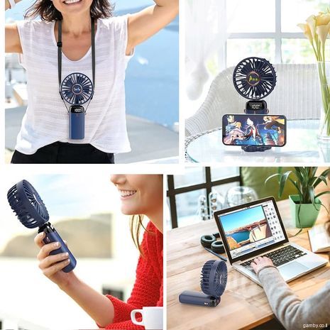 מאוורר מיני נייד עוצמתי – מאוורר נטען USB עם סוללה 1200mAh, 5 מהירויות, מתקפל, מאוורר שולחני עם תצוגת LED, עבודה שקטה למשרד, לחוץ, לנסיעות ולבית.