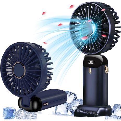 מאוורר מיני נייד עוצמתי – מאוורר נטען USB עם סוללה 1200mAh, 5 מהירויות, מתקפל, מאוורר שולחני עם תצוגת LED, עבודה שקטה למשרד, לחוץ, לנסיעות ולבית.