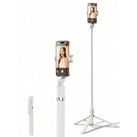 חצובה משולבת, מקל סלפי-טרנספורמר לסמארטפון ולמצלמות צילום ווידאו, עם שלט Bluetooth. גובה 1.7 מ'.