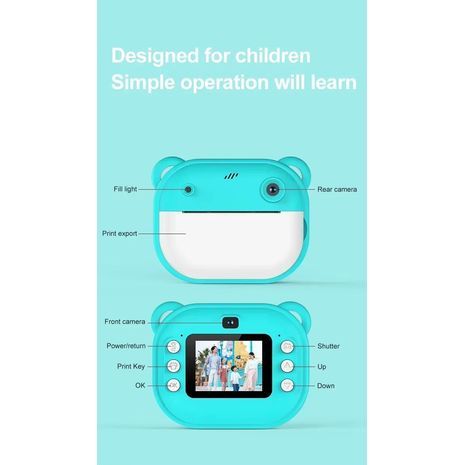 Kids Camera with Instant Print (like Polaroid). High-quality digital camera with autofocus and dual flash – suitable for boys and girls.