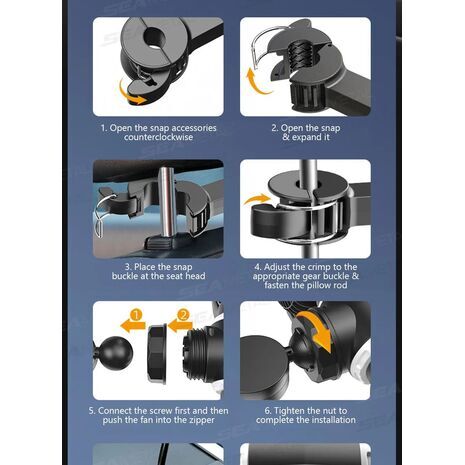 מאוורר רכב בעל 3 מהירויות למושב האחורי מאוורר כפול לרכב עם טעינת USB, סיבוב של 360°, קירור לצוואר – אידיאלי לקיץ
