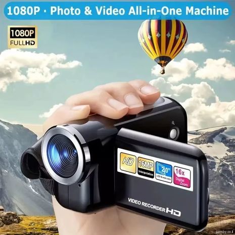 מצלמת וידאו דיגיטלית DV עם אוזניה, מסך מסתובב בגודל 2 אינץ', רזולוציית 1080P, 16 минут, מצלמה דיגיטלית תמונות, זום ×16, מצלמה ניידת לילדים ולמתחילים.