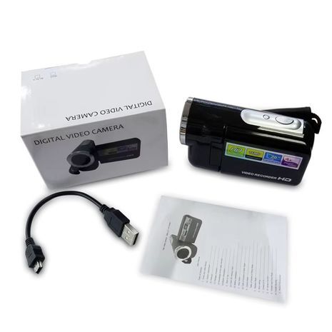 מצלמת וידאו דיגיטלית DV עם אוזניה, מסך מסתובב בגודל 2 אינץ', רזולוציית 1080P, 16 минут, מצלמה דיגיטלית תמונות, זום ×16, מצלמה ניידת לילדים ולמתחילים.