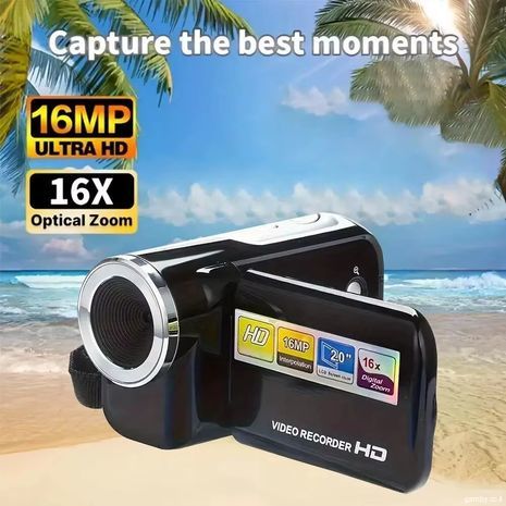 מצלמת וידאו דיגיטלית DV עם אוזניה, מסך מסתובב בגודל 2 אינץ', רזולוציית 1080P, 16 минут, מצלמה דיגיטלית תמונות, זום ×16, מצלמה ניידת לילדים ולמתחילים.