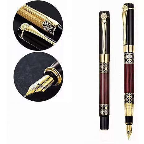 עט נובע יוקרתי שחור עם חוד מתכת מוזהב – פרימיום. עט דיו לכלי כתיבה, משרד ובית ספר.