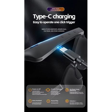 משקפיים  חכמים עם תרגום ואוזניות ו-Bluetooth 5.3 – דגם XG88Pro מבוסס AI