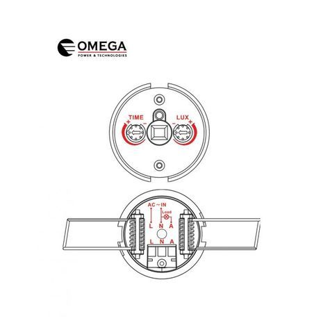 Motion detector with a 360-degree field of view. Ceiling recessed motion sensor, 360° coverage, up to 8 meters. Infrared motion sensor 360°. Model: Omega OM-CL-RSC-PIR.