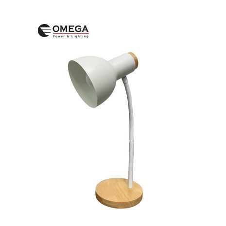 מנורת שולחן מהוצבת בצבע צבע לבן בסיס עץ RONA E-27