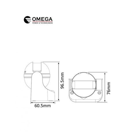 Omega OM-WLIP44-PIR גלאי תנועה מתכוונן  180 מעלות . גלאי תנועה PIR מתכוונן IP44 חצוני/פנימי