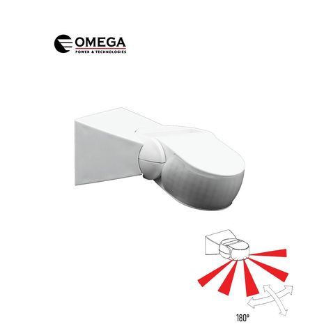 גלאי תנועה אינפרה אדום חיצוני מתכוונן, מוגן מים, להתקנה על הקיר, עם כיוונון רגישות לאור ולזמן – PIR OM-WLIP65-PIR OMEGA