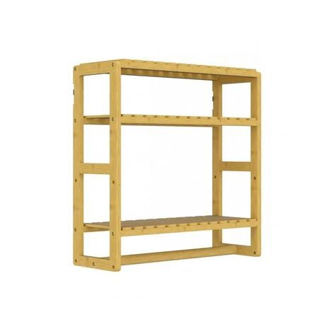 מדף עץ תלוי עשוי מבמבוק . מדף קיר מבמבוק