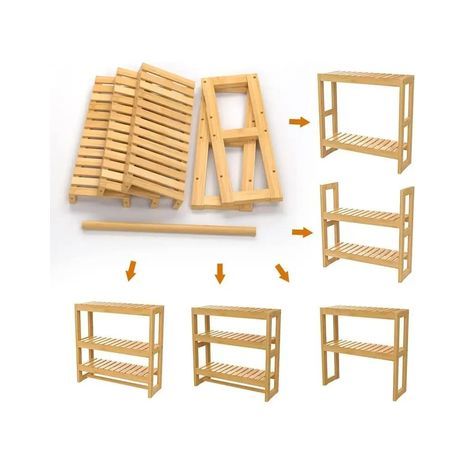 מדף תלוי מעץ במבוק. מדף במבוק - 8