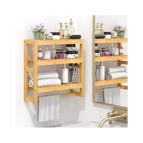 מדף עץ תלוי עשוי מבמבוק . מדף קיר מבמבוק