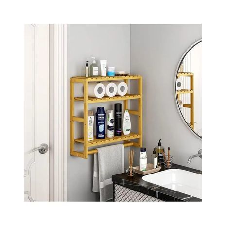 מדף עץ תלוי עשוי מבמבוק . מדף קיר מבמבוק