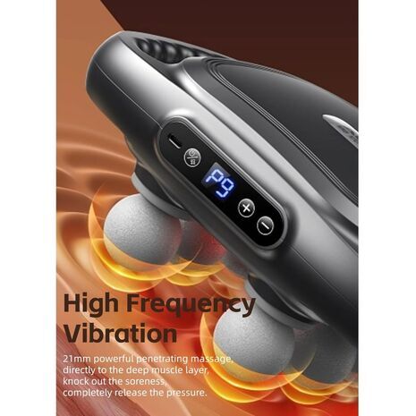 מסאג'ר שיאצו עם 6 ראשי עיסוי לעיסוי עמוק של רקמות, מסאג'ר פרקוסיבי עם 9 רמות ו-9 מצבים, מסאג'ר - 5
