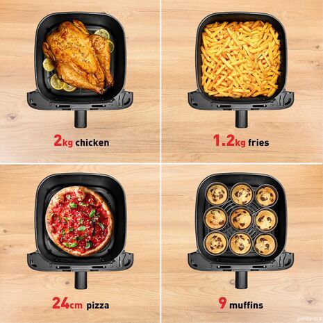 Air Fryer, Oil-Free Fryer Tefal Easy Fry Mega, Large 7.5L, 8 Programs, Black - 3
